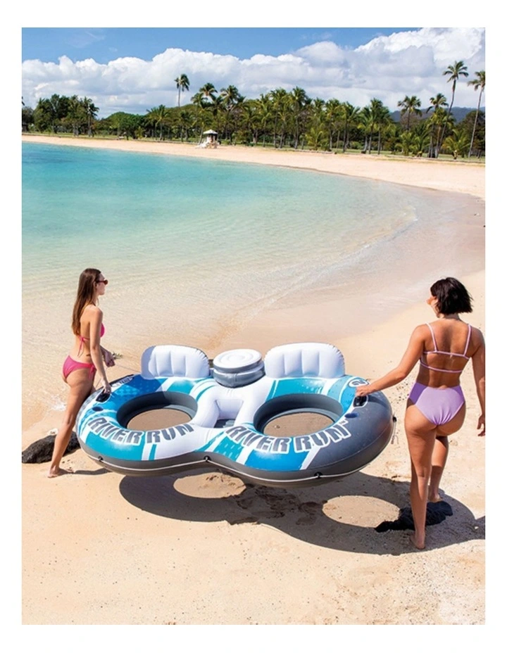 Intex River Run Two Person Inflatable Floating Lake Tube Blue White image 4