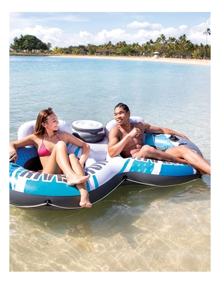 Intex River Run Two Person Inflatable Floating Lake Tube Blue White image 5