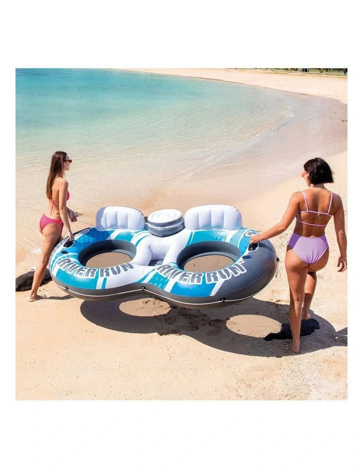 Intex River Run Two Person Inflatable Floating Lake Tube Blue White image 7