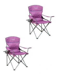 2pc Quest Wide Back XL Camp Chairs Twin Pack Purple Outdoor Seating Set