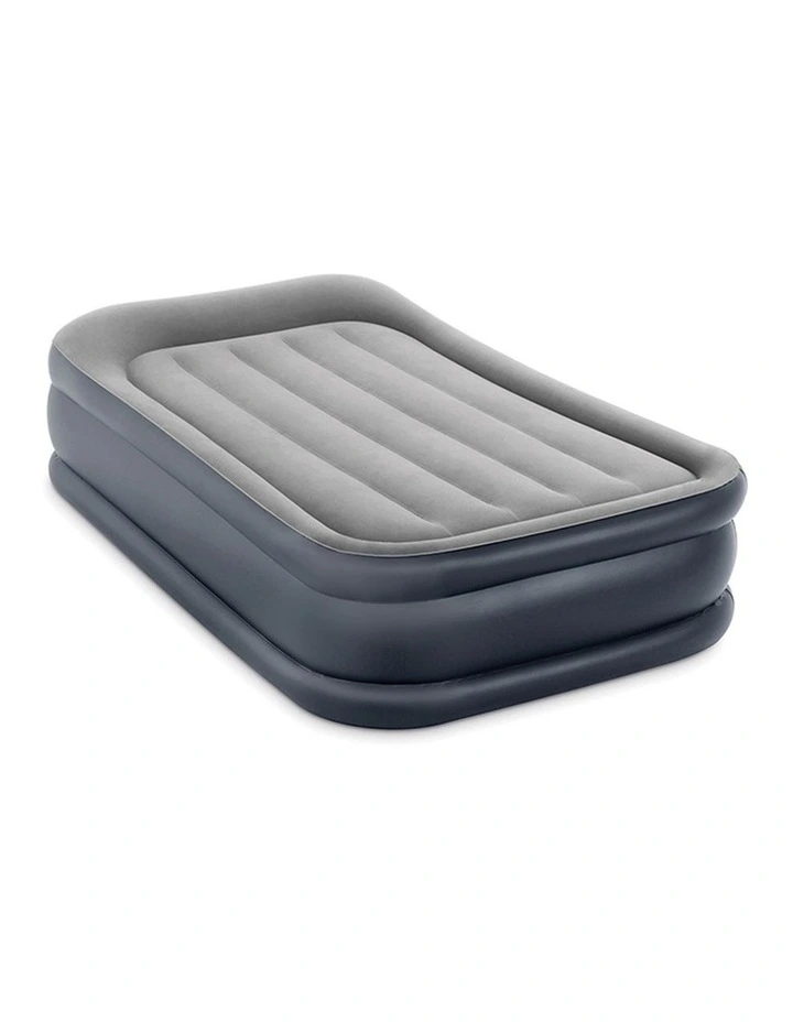 Intex Twin Deluxe Inflatable Airbed With Fiber-Tech Pillow Rest And Pump image 1