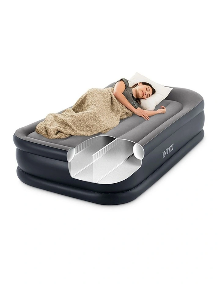 Intex Twin Deluxe Inflatable Airbed With Fiber-Tech Pillow Rest And Pump image 5