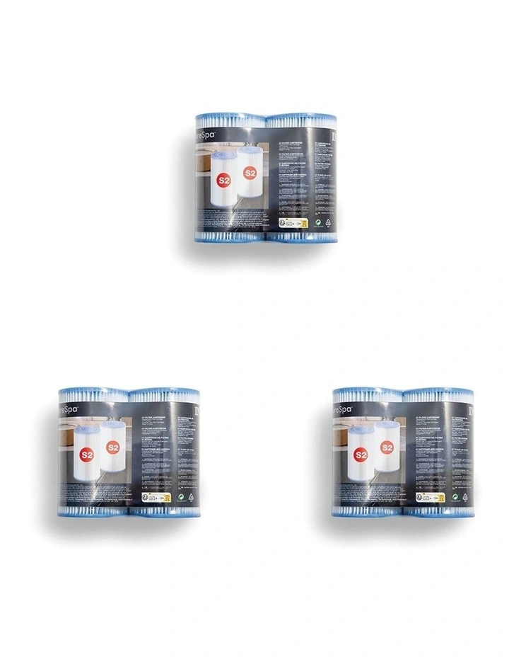 6pc Intex Filter Cartridge S2 Spa Replacement Twin Pack Heavy Duty image 1