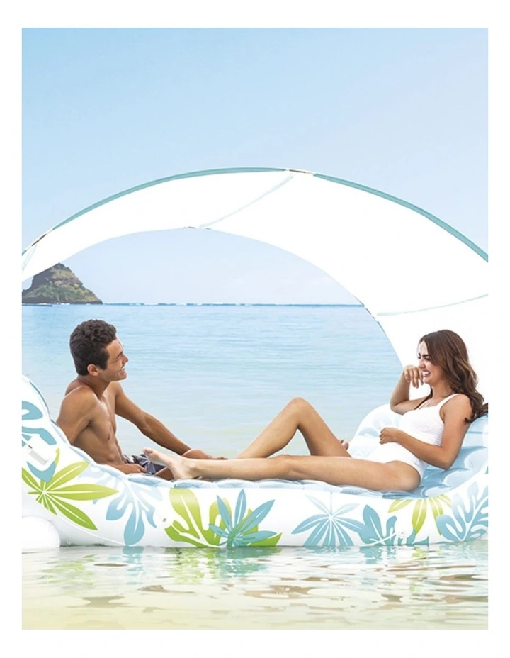 Intex Tropical Two Person Inflatable Canopy Pool Lounge With Cup Holders image 2