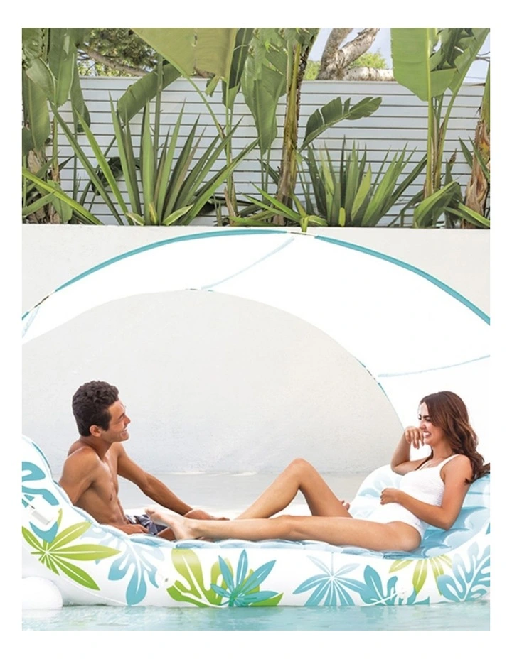Intex Tropical Two Person Inflatable Canopy Pool Lounge With Cup Holders image 4