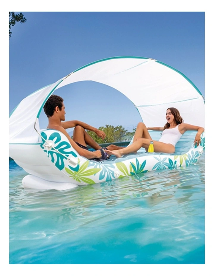Intex Tropical Two Person Inflatable Canopy Pool Lounge With Cup Holders image 5