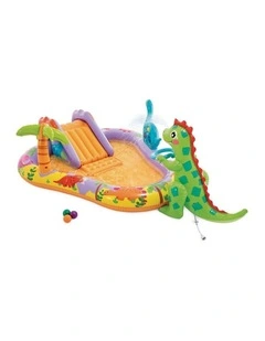 Intex Dino Park Inflatable Kids Play Center With Slide And Sprinkler 2y 