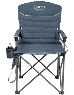 Quest Castaway Hard Arm Camping Chair Folding Seating Midnight Blue Steel