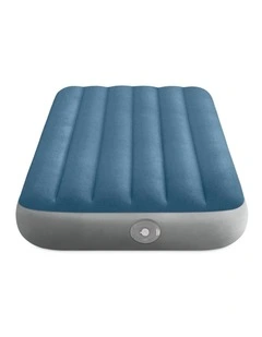 Intex Twin Dura-Beam Prestige Downy Inflatable Airbed With Wireless Rechargeable Pump Blue