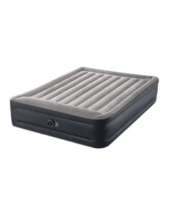 Intex Queen Deluxe Pillow Rest Inflatable Airbed With Fiber-Tech And Pump