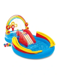 Intex Rainbow Ring Play Centre Inflatable Water Slide Pool Kids 2y 