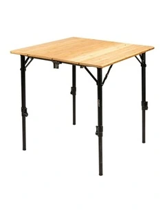 Quest Outdoors Bamboo Camp Table Adjustable Folding Bottle Opener 70cm