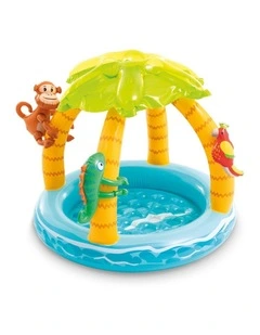 Intex Tropical Island Baby Pool With Built-In Palm Tree Sunshade Inflatable