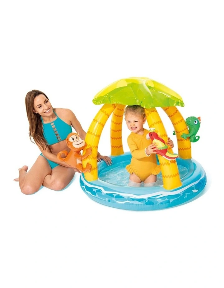 Intex Tropical Island Baby Pool With Built-In Palm Tree Sunshade Inflatable image 2