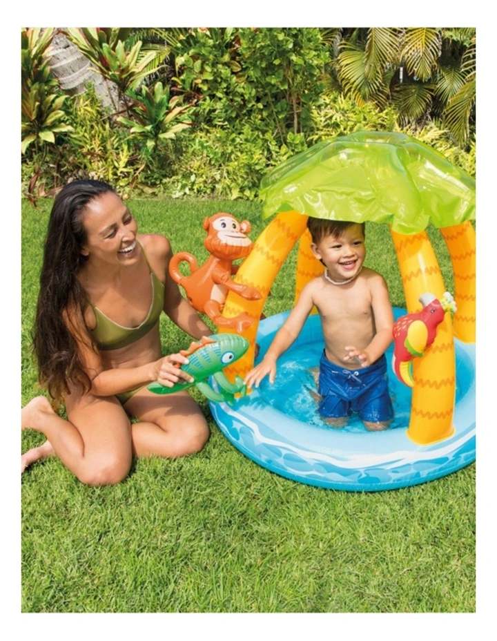Intex Tropical Island Baby Pool With Built-In Palm Tree Sunshade Inflatable image 3