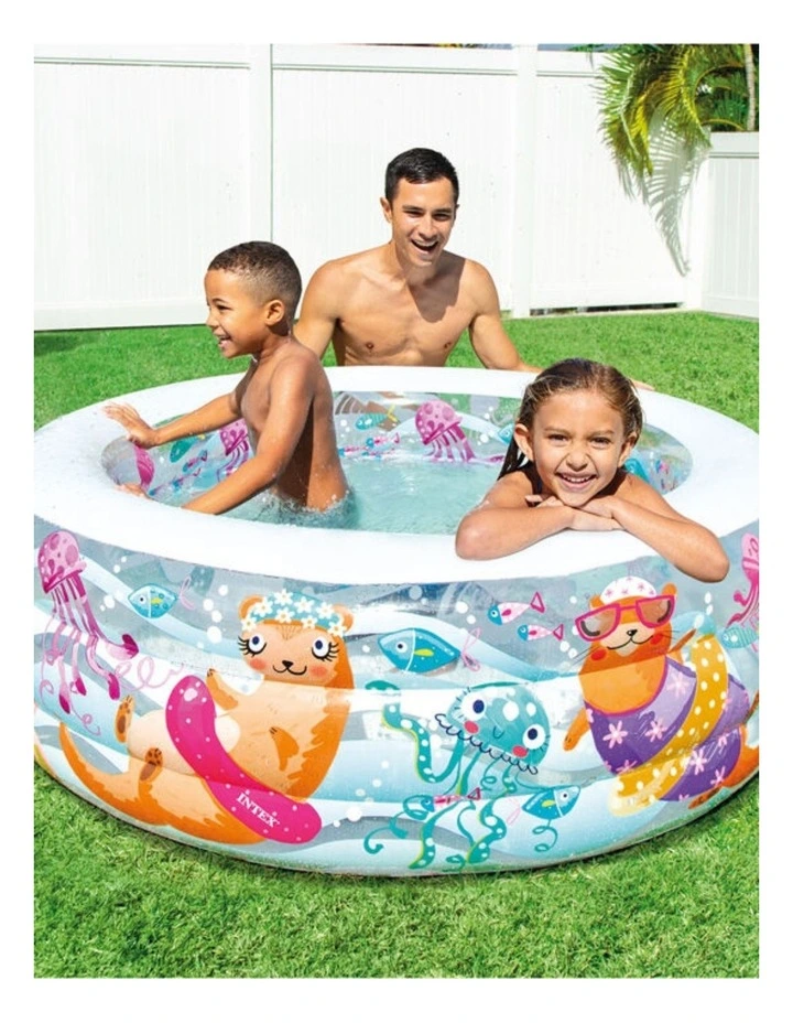 Intex Aquarium Inflatable Kids Pool With Soft Floor Transparent Rings image 3