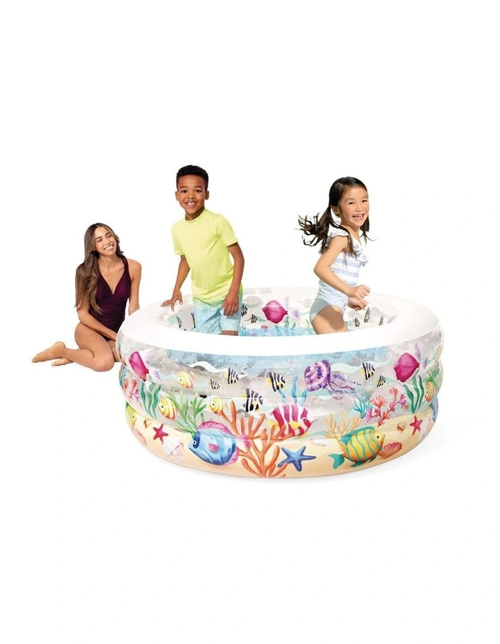 Intex Aquarium Inflatable Kids Pool With Soft Floor Transparent Rings image 4