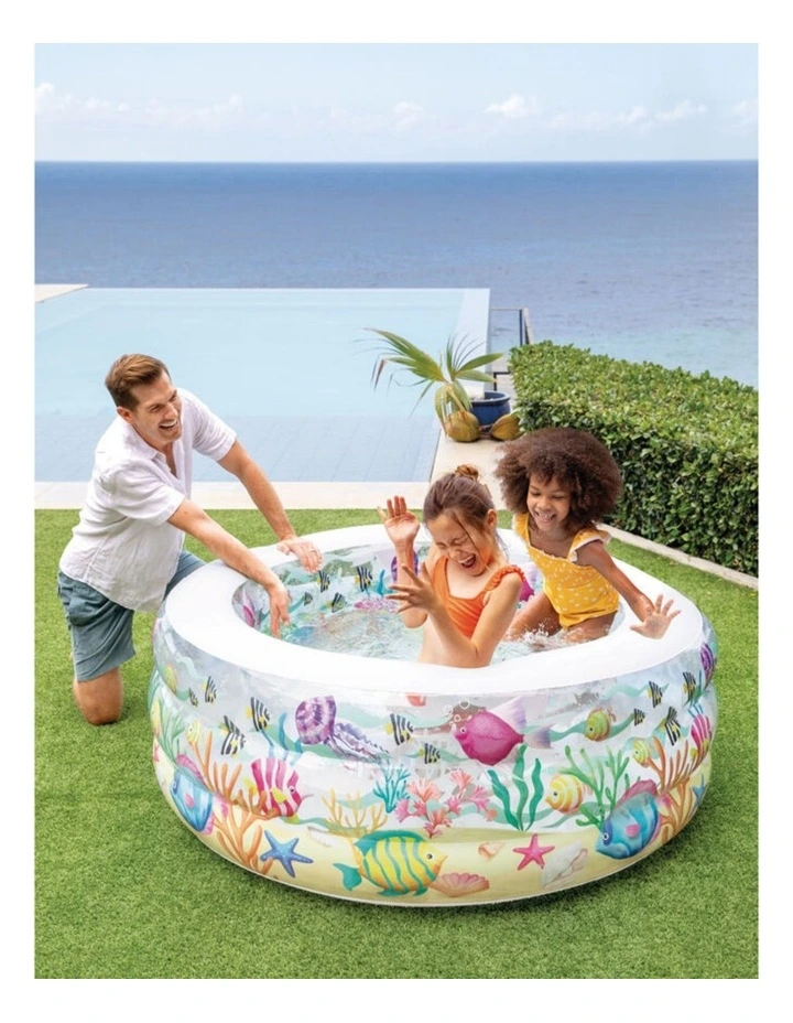 Intex Aquarium Inflatable Kids Pool With Soft Floor Transparent Rings image 5