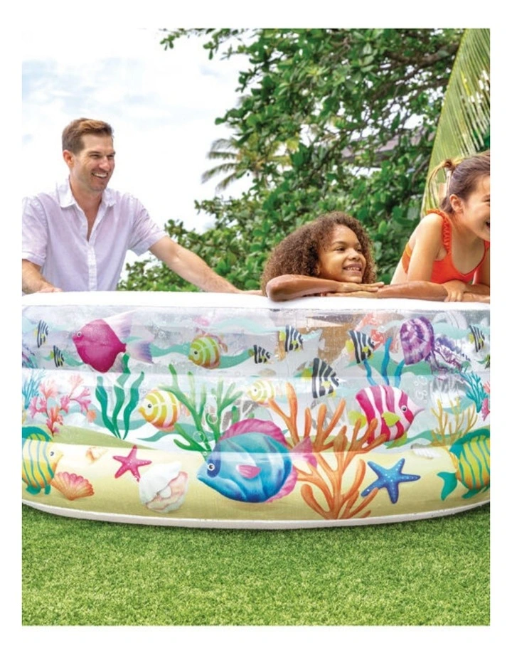 Intex Aquarium Inflatable Kids Pool With Soft Floor Transparent Rings image 6