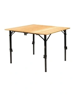 Quest Outdoors Bamboo Camp Table Adjustable Folding Bottle Opener 90cm