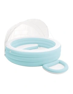 Intex Swim Center Canopy Lounge Inflatable Pool Cyan With UPF 50  Shade Kids 3y 