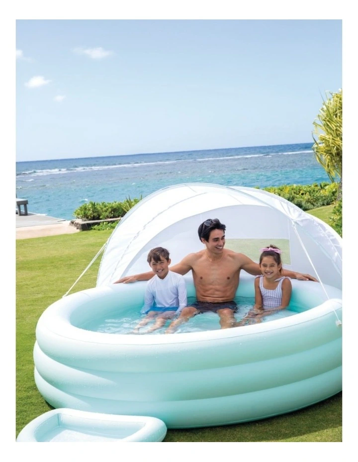 Intex Swim Center Canopy Lounge Inflatable Pool Cyan With UPF 50 Shade Kids 3y image 6