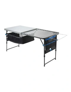 Quest Foldable Steel Grill Table With Organiser Tissue Holder 153cm