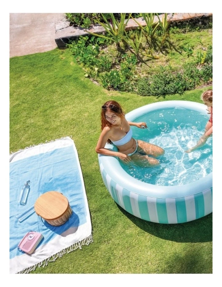 Intex Inflatable Pool Coastal Luxe Striped Design Cyan Kids 3y image 5