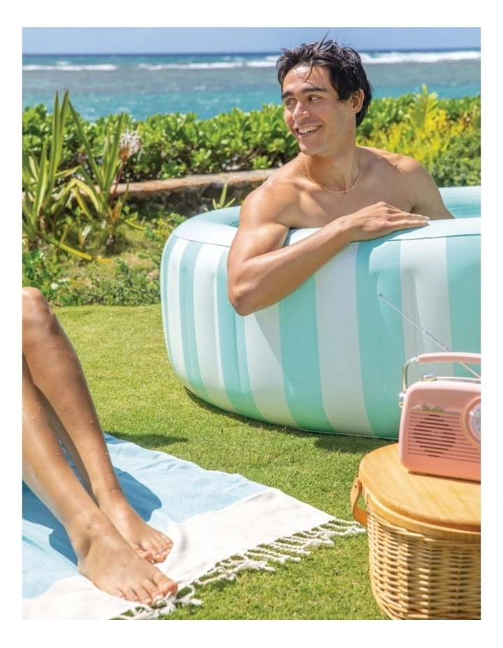 Intex Inflatable Pool Coastal Luxe Striped Design Cyan Kids 3y image 6
