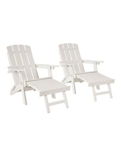Livsip 2PCS Sun Lounge Outdoor Beach Chairs Foldable HDPE Adirondack Chair White