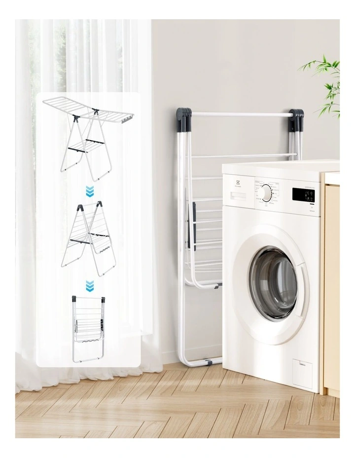 Artiss 2 Tier Clothes Rack Airer Foldable 139CM White image 6