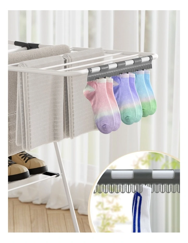 Artiss 2 Tier Clothes Rack Airer Foldable 139CM White image 7