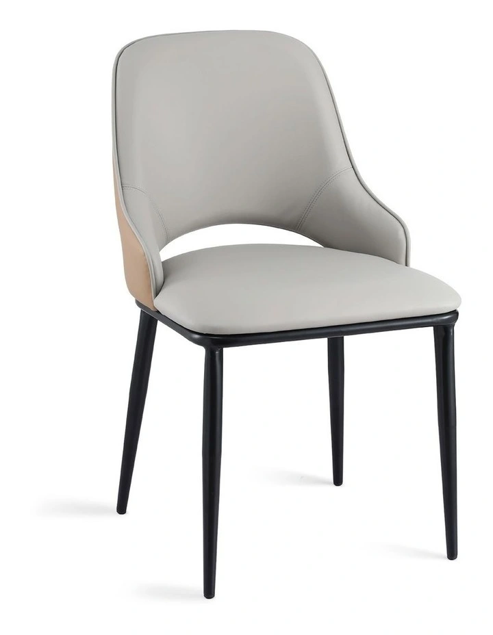 Artiss 1x Dining Chair Hollow PU Leather Kitchen Lounge Cafe Accent Chairs Grey image 1