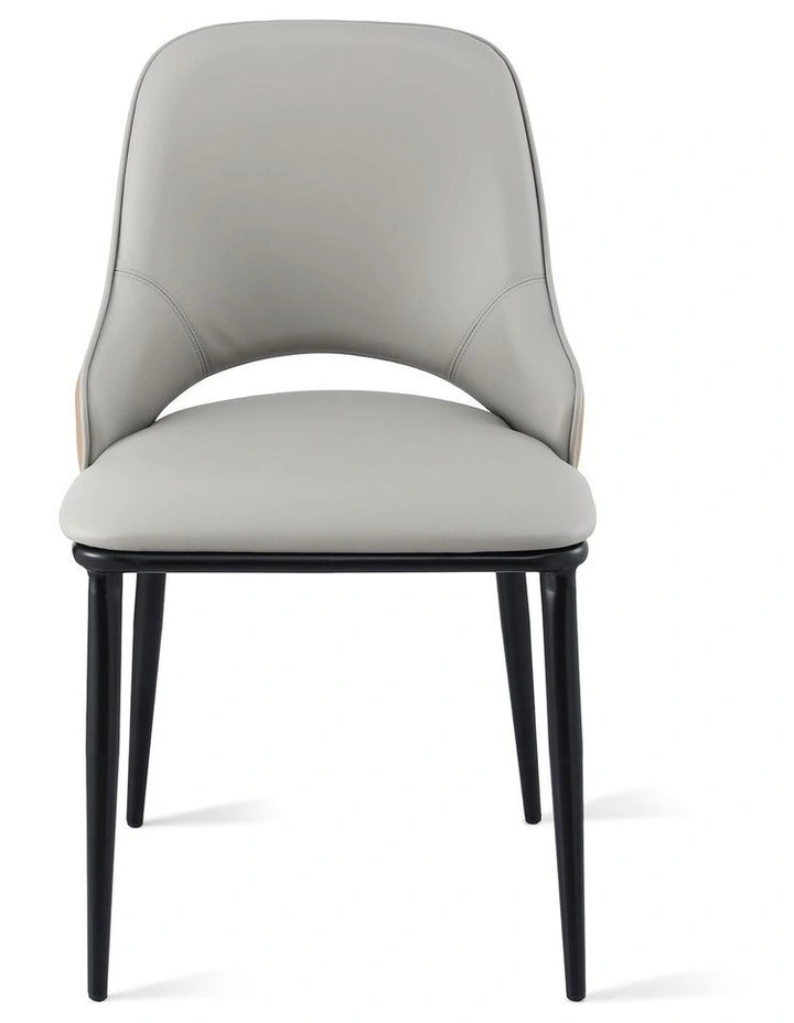 Artiss 1x Dining Chair Hollow PU Leather Kitchen Lounge Cafe Accent Chairs Grey image 2