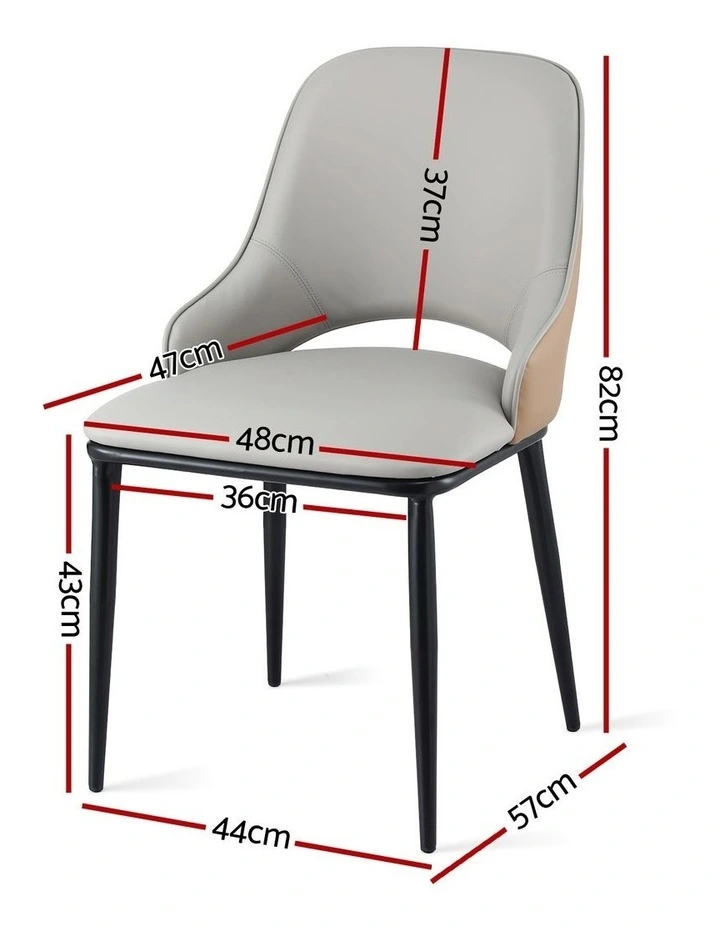 Artiss 1x Dining Chair Hollow PU Leather Kitchen Lounge Cafe Accent Chairs Grey image 4