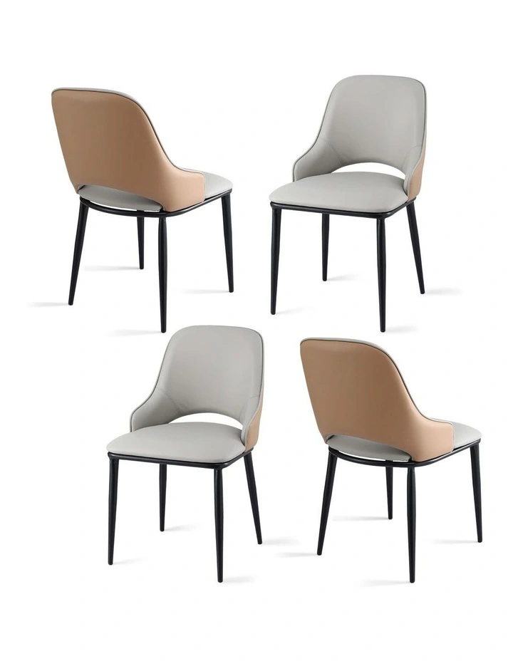 Artiss 4x Dining Chairs Hollow PU Leather Kitchen Lounge Cafe Accent Chair Grey image 1