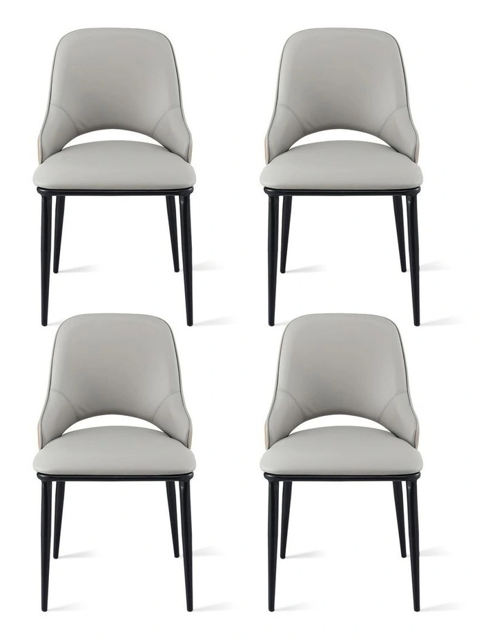 Artiss 4x Dining Chairs Hollow PU Leather Kitchen Lounge Cafe Accent Chair Grey image 2