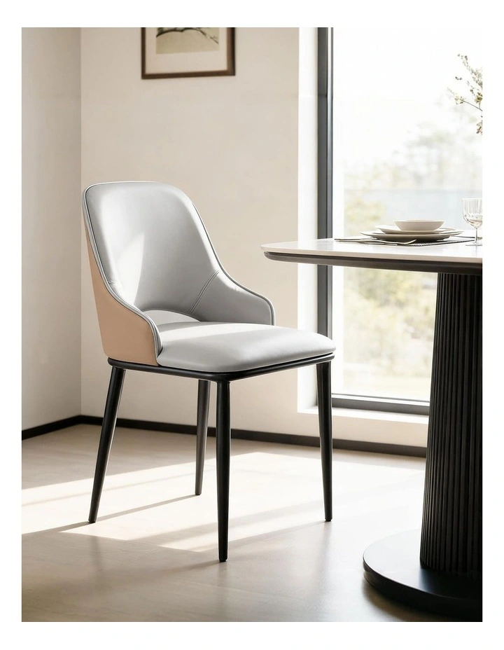 Artiss 4x Dining Chairs Hollow PU Leather Kitchen Lounge Cafe Accent Chair Grey image 5