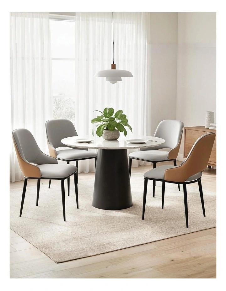 Artiss 4x Dining Chairs Hollow PU Leather Kitchen Lounge Cafe Accent Chair Grey image 6