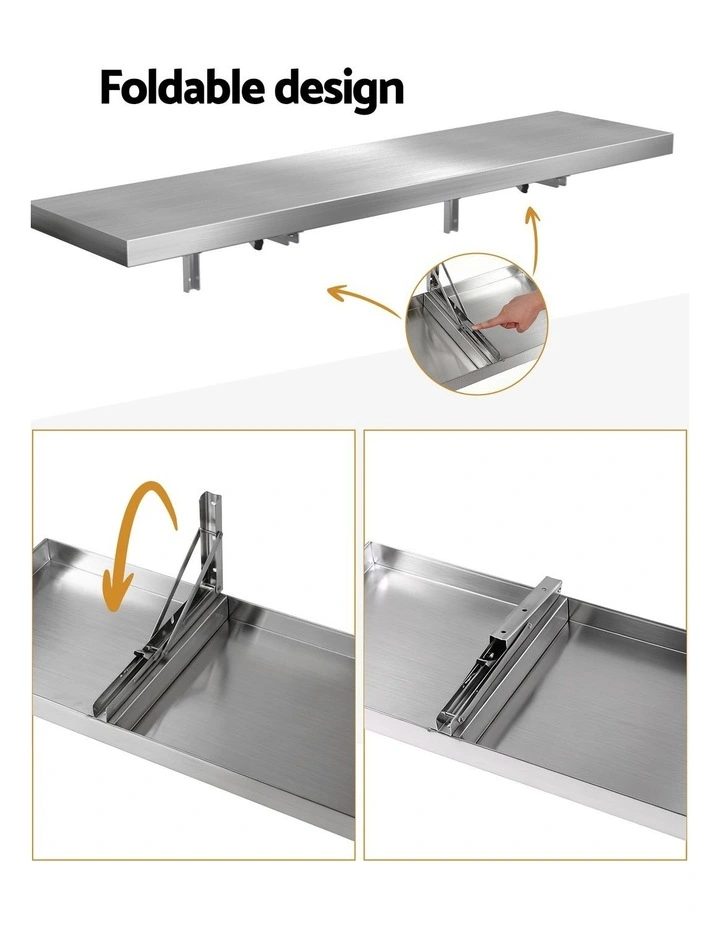 Cefito 1200mm Foldable Stainless Steel Wall Shelf Kitchen Storage Rack image 6