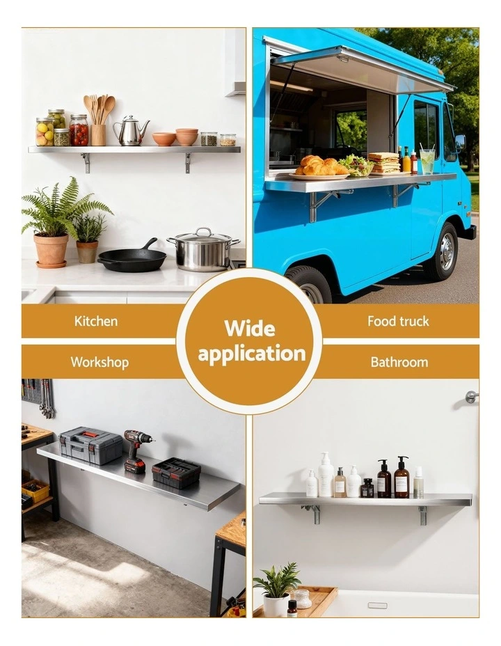 Cefito 1200mm Foldable Stainless Steel Wall Shelf Kitchen Storage Rack image 7