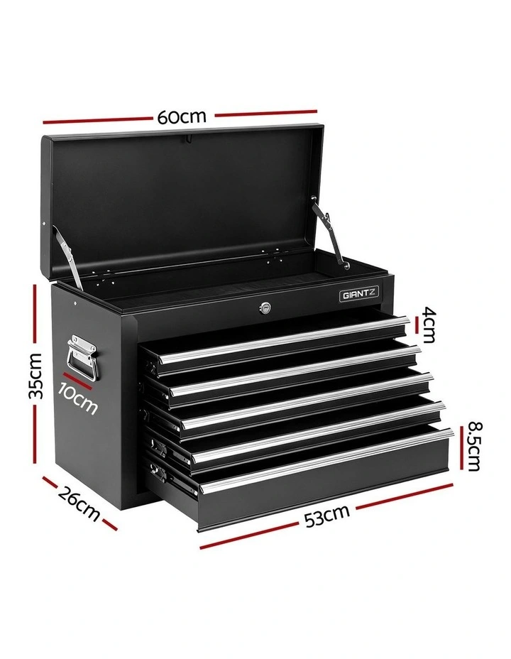 GIANTZ 5 Drawer Tool Chest Box Cabinet Lockable Garage Storage Organiser Black image 4