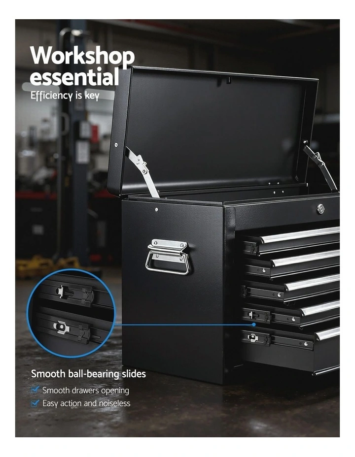 GIANTZ 5 Drawer Tool Chest Box Cabinet Lockable Garage Storage Organiser Black image 7