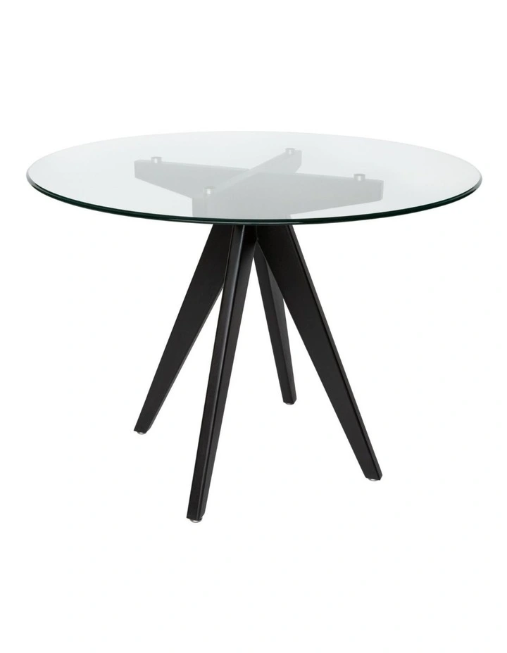 Replica Jean Prouve Inspired Round Glass Dining Table 100cm image 1