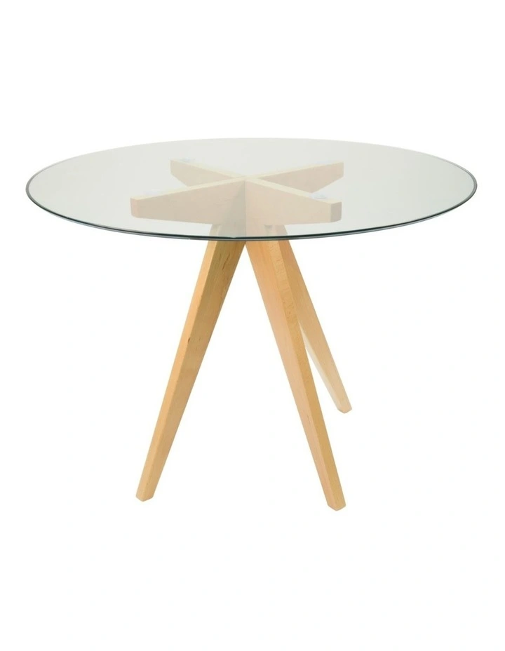 Replica Jean Prouve Inspired Round Glass Dining Table 100cm image 1
