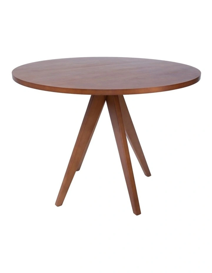 Replica Jean Prouve Inspired Round Wood Dining Table 100cm in Brown image 1