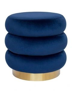 Darcy & Duke Mimi Ottoman, Navy Velvet, Brushed Gold Base