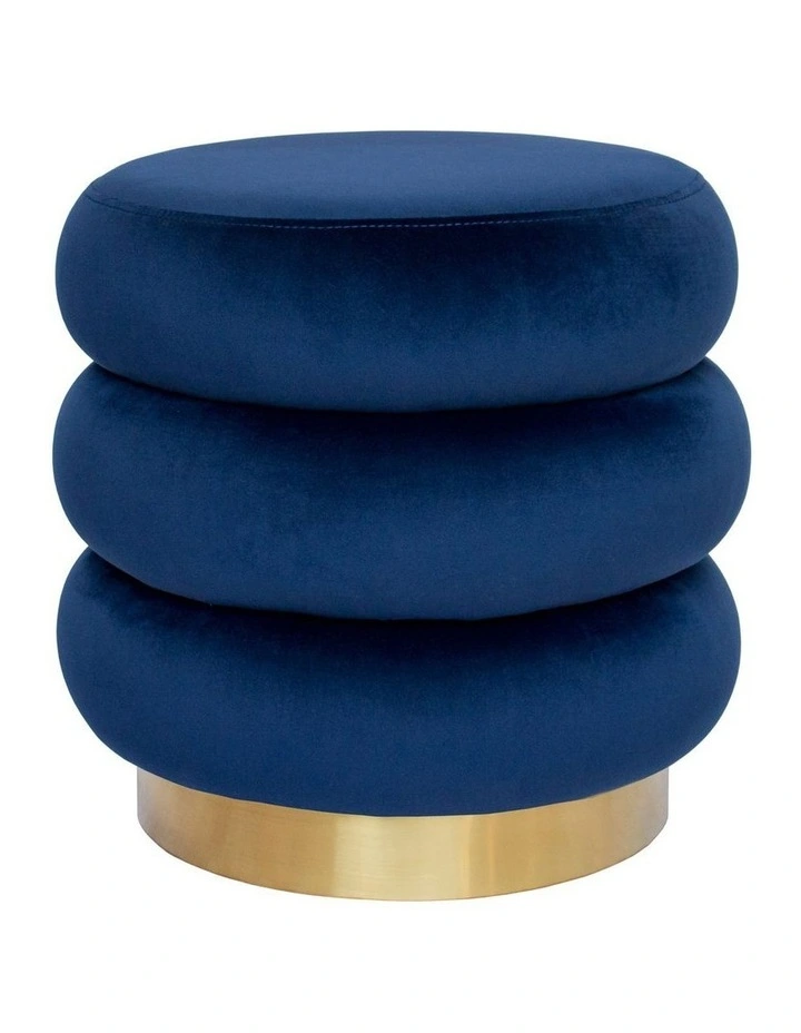 Darcy & Duke Mimi Ottoman, Navy Velvet, Brushed Gold Base image 1
