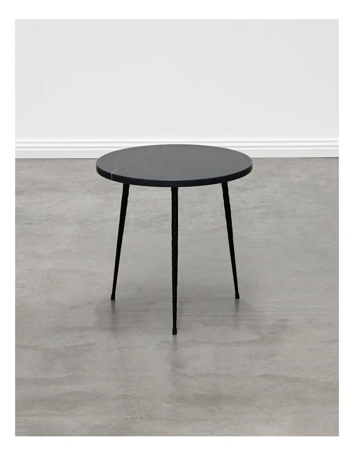 Alba - Side Table Small - Black Marble Black Base image 2