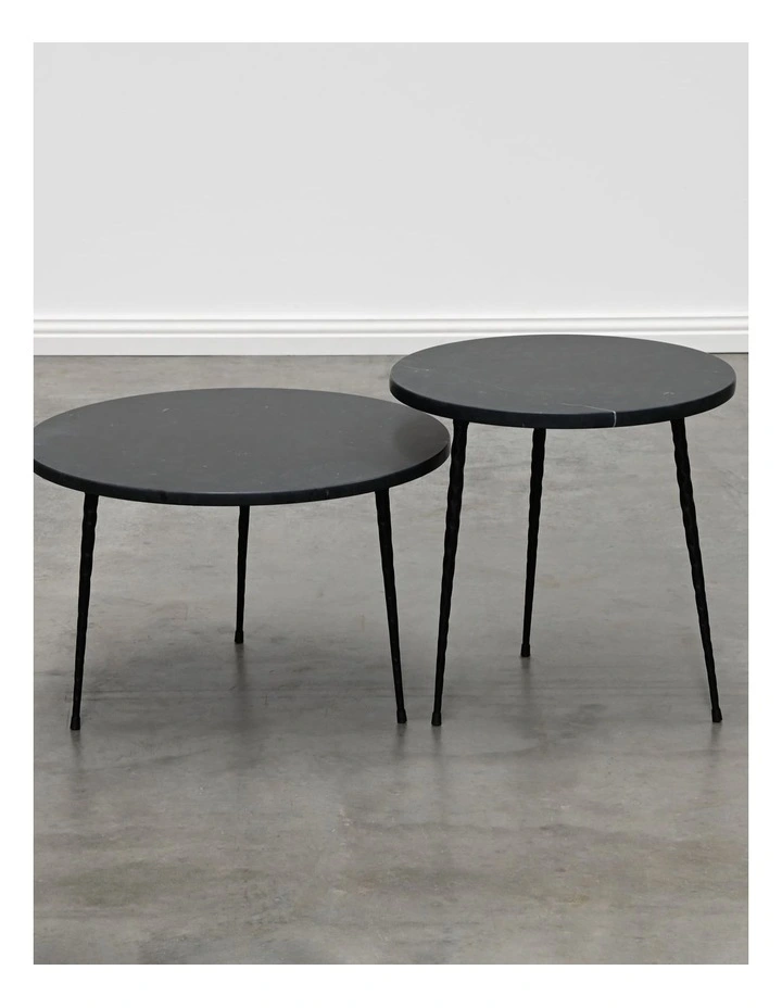 Alba - Side Table Small - Black Marble Black Base image 4